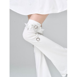 亞文化過膝腿套二次元卡扣蝴蝶結鏈條黑色顯瘦大腿堆堆襪女