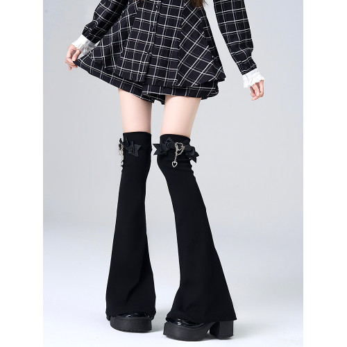 亞文化過膝腿套二次元卡扣蝴蝶結鏈條黑色顯瘦大腿堆堆襪女 亞文化過膝腿套二次元卡扣蝴蝶結鏈條黑色顯瘦大腿堆堆襪女