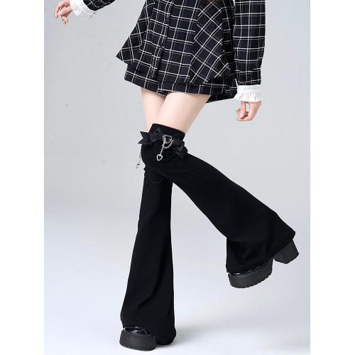 亞文化過膝腿套二次元卡扣蝴蝶結鏈條黑色顯瘦大腿堆堆襪女 亞文化過膝腿套二次元卡扣蝴蝶結鏈條黑色顯瘦大腿堆堆襪女