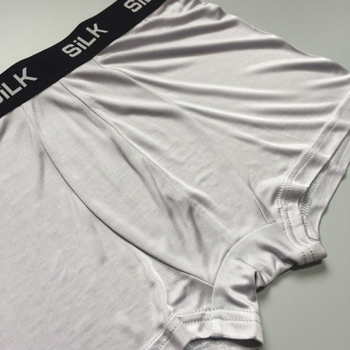 男士真絲內褲中腰運動型平角褲 舒適寬松透氣高檔桑蠶絲短褲男