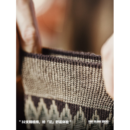 馬登工裝復古費爾島編織中筒襪民族風長襪撞色針織棉襪子男女秋季