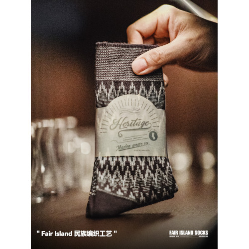 馬登工裝復古費爾島編織中筒襪民族風長襪撞色針織棉襪子男女秋季