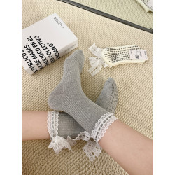 祖兒兔兔蕾絲綁帶防滑瑜珈襪