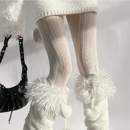 夜間教習室白色連褲襪復古竪條紋蕾絲白絲襪鏤空lolita日系打底褲 夜間教習室白色連褲襪復古竪條紋蕾絲白絲襪鏤空lolita日系打底褲