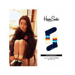 HappySocks旗艦爆款彩虹條紋格子雲朵中高筒女襪純棉潮襪四季百搭
