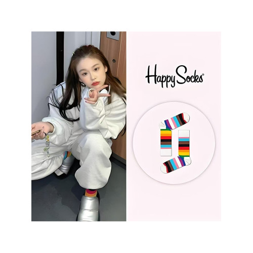 HappySocks旗艦爆款彩虹條紋格子雲朵中高筒女襪純棉潮襪四季百搭 HappySocks旗艦爆款彩虹條紋格子雲朵中高筒女襪純棉潮襪四季百搭