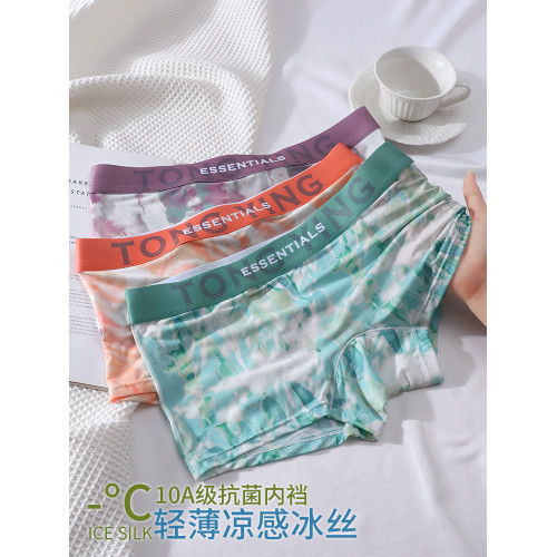 夏季冰絲女士內褲女生平角褲速乾印花無痕運動透氣10A抗菌襠t四角 夏季冰絲女士內褲女生平角褲速乾印花無痕運動透氣10A抗菌襠t四角