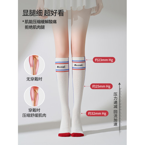 壓力襪專業運動長筒襪女款顯腿細跑步徒步騎行普拉提網球羽毛球襪 壓力襪專業運動長筒襪女款顯腿細跑步徒步騎行普拉提網球羽毛球襪