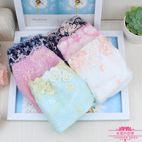 日本內褲女光滑牛奶絲花朵刺綉短褲低腰甜美女三角褲學生速乾 日本內褲女光滑牛奶絲花朵刺綉短褲低腰甜美女三角褲學生速乾