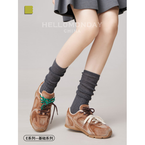 素人工作室堆堆襪子女款春秋小腿襪棉襪深灰色粗線日系長筒襪秋冬 素人工作室堆堆襪子女款春秋小腿襪棉襪深灰色粗線日系長筒襪秋冬