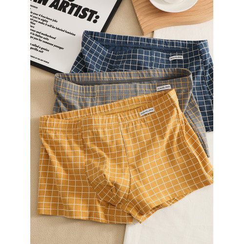 男士內褲男生格子四角褲2025新款平角褲青年短褲運動透氣褲頭褲衩 男士內褲男生格子四角褲2025新款平角褲青年短褲運動透氣褲頭褲衩