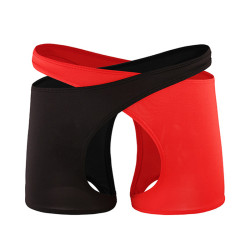 吉木家2025新款開襠個性平角內褲男士薄款透氣前後鏤空男生丁字褲