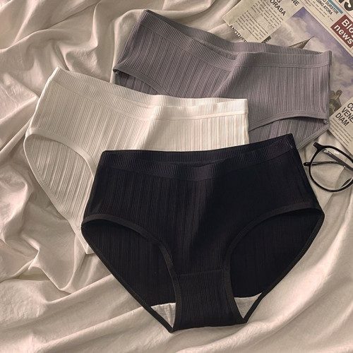 內褲女純棉日系少女學生女生女士黑色白色全棉100%透氣舒適三角褲 內褲女純棉日系少女學生女生女士黑色白色全棉100%透氣舒適三角褲