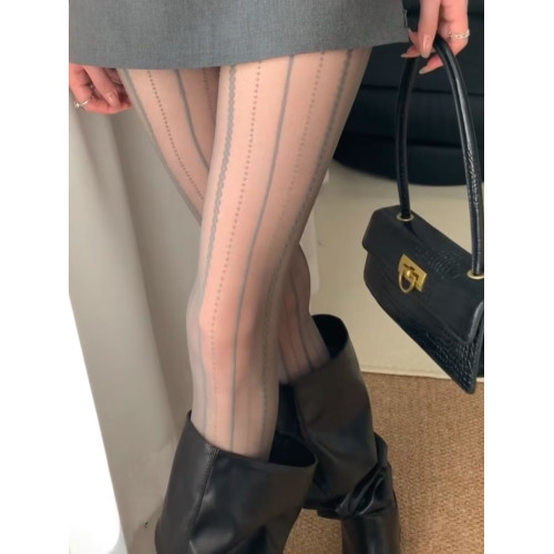 miu奶白色絲襪薄防勾絲不掉檔純欲蕾絲竪條花紋打底褲襪女春秋款 miu奶白色絲襪薄防勾絲不掉檔純欲蕾絲竪條花紋打底褲襪女春秋款