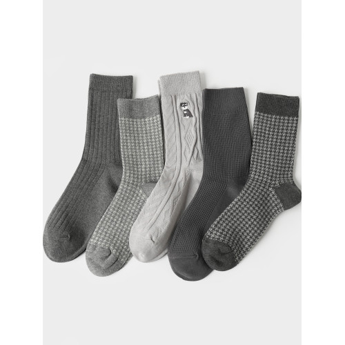 男士中筒襪5雙裝 秋冬新款商務經典百搭棉襪 舒適彈力 男襪 男士中筒襪5雙裝 秋冬新款商務經典百搭棉襪 舒適彈力 男襪