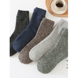 襪子男中筒冬季加絨加厚保暖毛圈襪男士竝線羊絨襪冬天毛巾襪