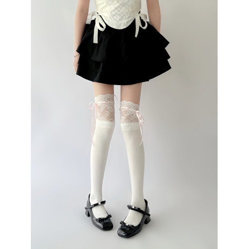 Wuuuus 白色長筒過膝襪夏季薄款蕾絲飄帶蝴蝶結jk日系小腿襪子女 Wuuuus 白色長筒過膝襪夏季薄款蕾絲飄帶蝴蝶結jk日系小腿襪子女