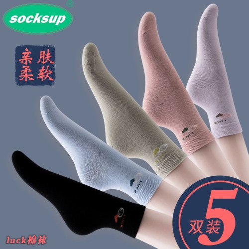 襪子女春秋季新款純色防臭中筒襪薄款休閒純棉吸汗中高腰女士棉襪 襪子女春秋季新款純色防臭中筒襪薄款休閒純棉吸汗中高腰女士棉襪