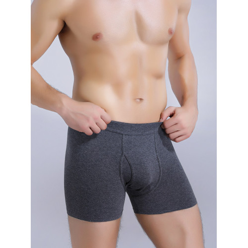 男士內褲純棉高腰前開洞加長款防磨腿平角褲側開口開襠四角短褲頭 男士內褲純棉高腰前開洞加長款防磨腿平角褲側開口開襠四角短褲頭