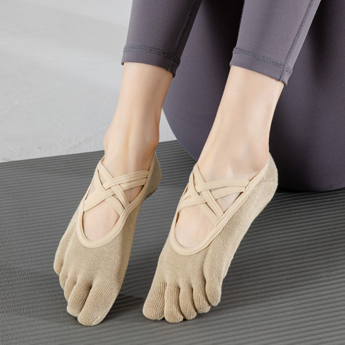 小魚加加專業瑜珈襪女夏季防滑五指襪跳操健身普拉提薄款室內專用