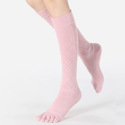 長筒瑜珈襪子防滑專業女五指襪健身防滑襪地板襪成人普拉提襪子 長筒瑜珈襪子防滑專業女五指襪健身防滑襪地板襪成人普拉提襪子