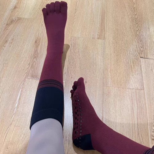 長筒瑜珈襪子防滑專業女五指襪地板襪成人瑜珈防滑襪普拉提襪子 長筒瑜珈襪子防滑專業女五指襪地板襪成人瑜珈防滑襪普拉提襪子