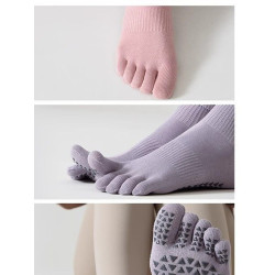 雙羅口瑜珈襪專業防滑室內普拉提居家健身運動襪五指分區吸汗抗菌