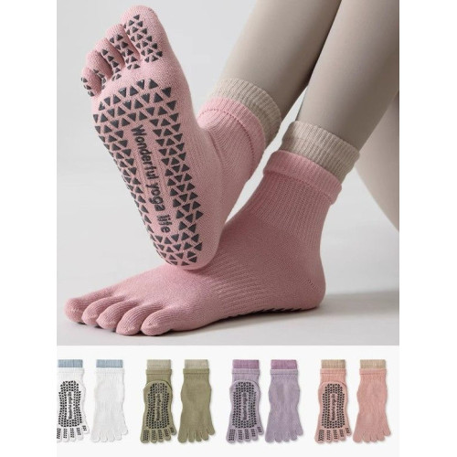 雙羅口瑜珈襪專業防滑室內普拉提居家健身運動襪五指分區吸汗抗菌 雙羅口瑜珈襪專業防滑室內普拉提居家健身運動襪五指分區吸汗抗菌