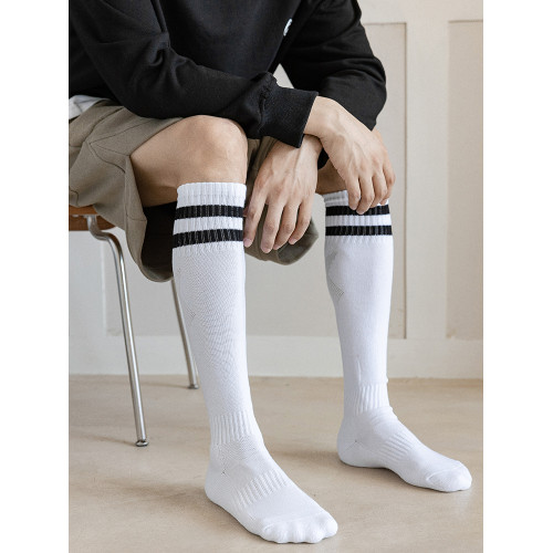 足球襪子男小腿襪黑白長筒潮流及膝運動夏季毛巾底跑步薄高筒條紋 足球襪子男小腿襪黑白長筒潮流及膝運動夏季毛巾底跑步薄高筒條紋