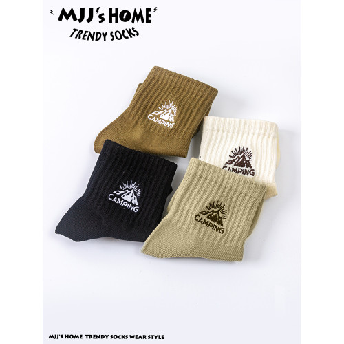 戶外襪子男款短襪秋冬季青少年中筒襪女潮純棉男士短筒山系運動襪