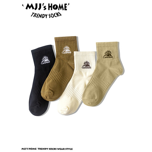 戶外襪子男款短襪秋冬季青少年中筒襪女潮純棉男士短筒山系運動襪
