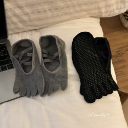 自畱款~普拉提瑜珈防滑襪健身運動女士五指襪舒適排汗襪子普拉提