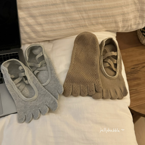 自畱款~普拉提瑜珈防滑襪健身運動女士五指襪舒適排汗襪子普拉提