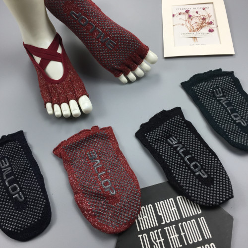 專業芭蕾瑜珈襪防滑女五趾半趾純棉夏季普拉提薄款健身運動襪子