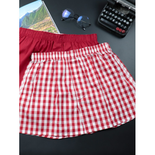 阿羅褲純棉寬松大碼本命年牛年大紅格子吉祥如意平四角內褲四條裝 阿羅褲純棉寬松大碼本命年牛年大紅格子吉祥如意平四角內褲四條裝