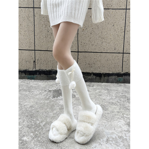 純欲奶白色小腿襪子JK過膝長筒襪套女秋冬加絨可愛毛球中筒堆堆襪 純欲奶白色小腿襪子JK過膝長筒襪套女秋冬加絨可愛毛球中筒堆堆襪