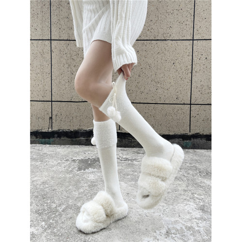 純欲奶白色小腿襪子JK過膝長筒襪套女秋冬加絨可愛毛球中筒堆堆襪 純欲奶白色小腿襪子JK過膝長筒襪套女秋冬加絨可愛毛球中筒堆堆襪