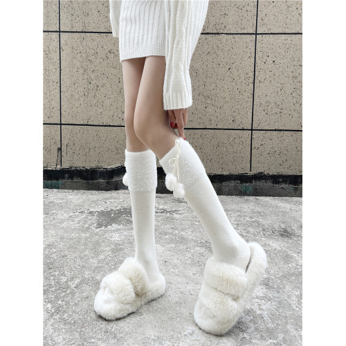 純欲奶白色小腿襪子JK過膝長筒襪套女秋冬加絨可愛毛球中筒堆堆襪 純欲奶白色小腿襪子JK過膝長筒襪套女秋冬加絨可愛毛球中筒堆堆襪