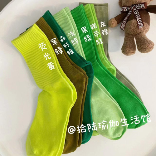 拾陸瑜珈襪普拉提舞蹈襪子綠色室內運動防滑瑜珈長筒襪 拾陸瑜珈襪普拉提舞蹈襪子綠色室內運動防滑瑜珈長筒襪