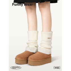 襪套堆堆襪女春秋季格雷系灰色腿套金屬標亞比y2k辣妹雪地靴襪子