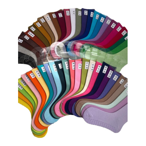 51色腳底防滑竪紋瑜珈普拉提舞蹈跳操中長筒棉襪彩色純色搭配紫色 51色腳底防滑竪紋瑜珈普拉提舞蹈跳操中長筒棉襪彩色純色搭配紫色