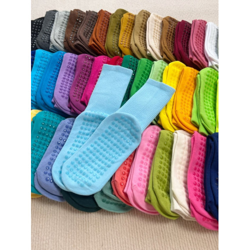 51色腳底防滑竪紋瑜珈普拉提舞蹈跳操中長筒棉襪彩色純色搭配紫色 51色腳底防滑竪紋瑜珈普拉提舞蹈跳操中長筒棉襪彩色純色搭配紫色