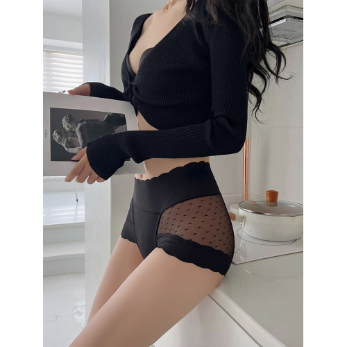 高腰收腹內褲薄款女士純棉襠舒適性感透明網紗蕾絲新款無痕三角褲 高腰收腹內褲薄款女士純棉襠舒適性感透明網紗蕾絲新款無痕三角褲