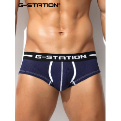 G-STATION高彈柔軟網孔透氣男士小平角褲性感低腰U凸囊袋運動內褲