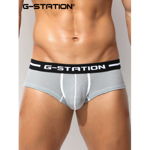 G-STATION高彈柔軟網孔透氣男士小平角褲性感低腰U凸囊袋運動內褲 G-STATION高彈柔軟網孔透氣男士小平角褲性感低腰U凸囊袋運動內褲