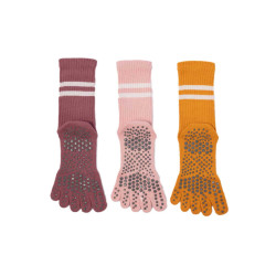 秋冬加厚點膠防滑瑜珈襪女 中筒學院風五指專業運動舞蹈普拉提襪