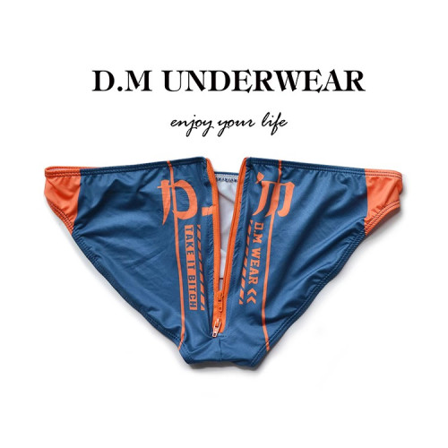 D.M男三角內褲低腰性感臀部拉鍊滌綸高彈牛奶絲薄男士內褲潮速乾 D.M男三角內褲低腰性感臀部拉鍊滌綸高彈牛奶絲薄男士內褲潮速乾