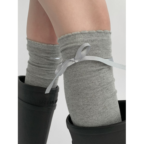 夜間教習室長筒襪女春秋過膝白色花邊小腿襪洛麗塔蝴蝶結堆堆襪子 夜間教習室長筒襪女春秋過膝白色花邊小腿襪洛麗塔蝴蝶結堆堆襪子