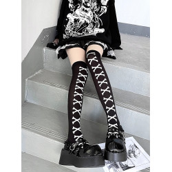 萬聖節cosplay血液過膝襪女暗黑龐克骷髏日系亞比顯瘦長筒過膝襪