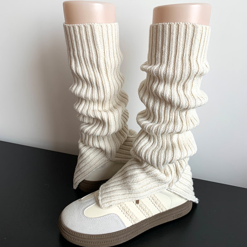 灰色堆堆襪套雪地靴女秋冬季加厚毛線保暖針織白色粗線開叉小腿套 灰色堆堆襪套雪地靴女秋冬季加厚毛線保暖針織白色粗線開叉小腿套